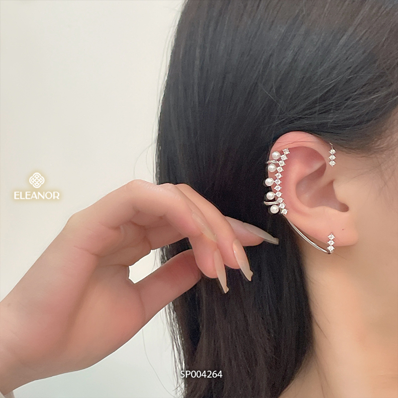 Bông tai nữ gắn vành Eleanor Accessories đính đá ngọc trai nhân tạo phụ kiện trang sức 4264 (1 chiếc)