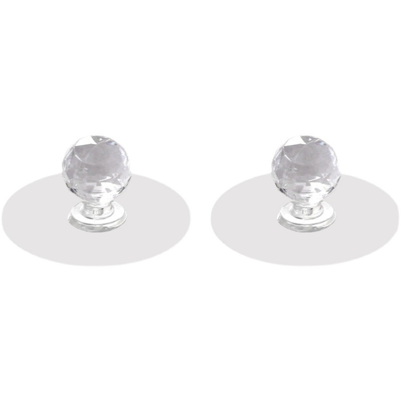 Set 2 tay nắm ngăn kéo, cửa tủ, nút dán mặt kính trong suốt