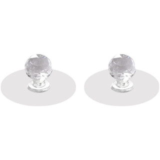 Set 2 tay nắm ngăn kéo, cửa tủ, nút dán mặt kính trong suốt