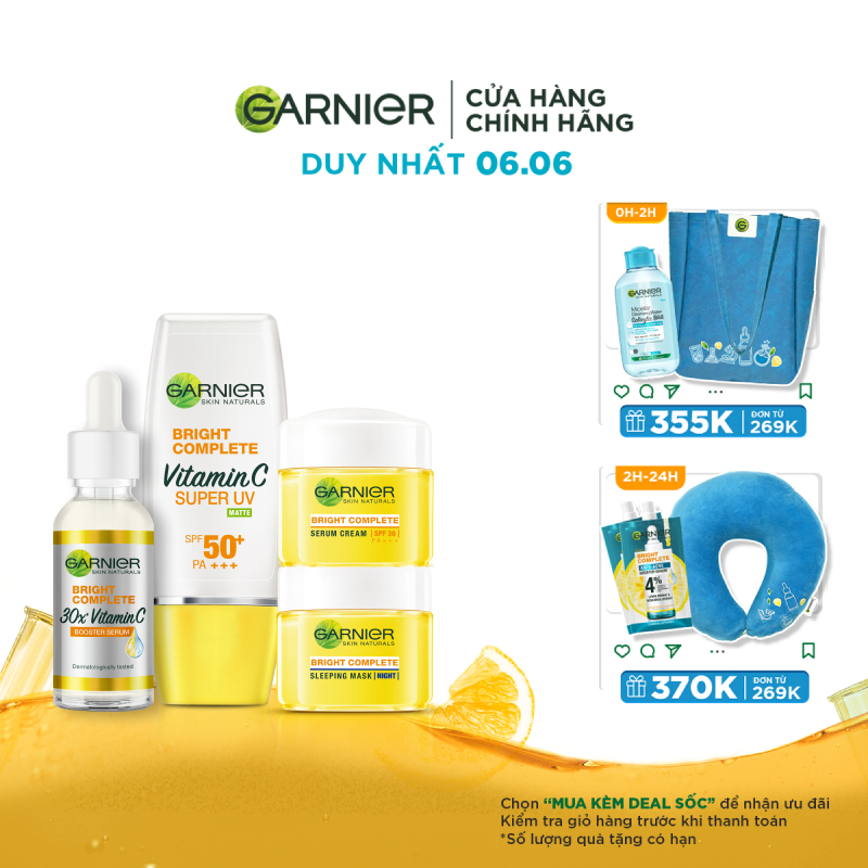 Bộ sản phẩm 3 bước dưỡng sáng và bảo vệ da toàn diện ngày và đêm - Vitamin C