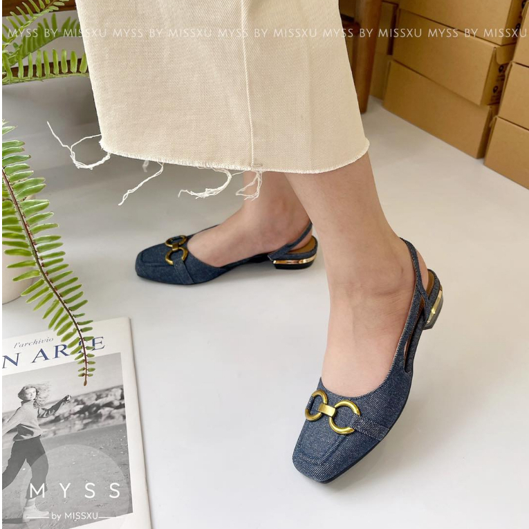 Giày nữ mũi vuông cài khoen OO gót 3 cm thời trang MYSS - CG232