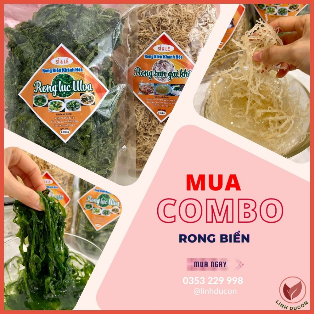 Combo Rong Sụn Khô và Rong Biển Xà Lách bổ máu, cải thiện tiêu hóa, tuyến giáp, trẻ lâu| Linhducon | 27