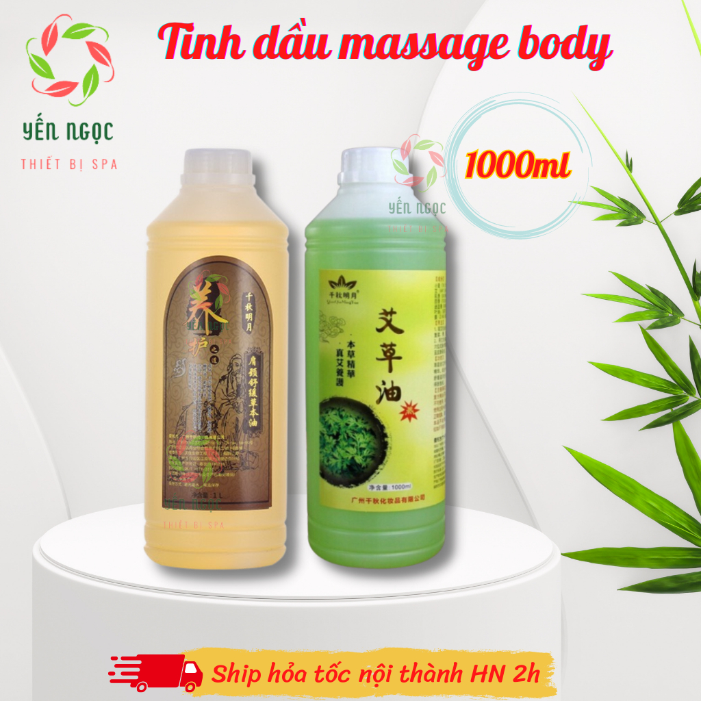 Tinh dầu massage body nóng chai 1000ml | Tinh dầu matxa body spa mùi gừng, ngải cứu đậm đặc