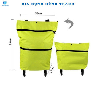 Xe Kéo Đi Siêu Thị, Xe Đi Chợ Gấp Gọn Có Bánh Xe - Mở Rộng & Gấp Gọn 2 Ngăn Tiện Dụng Nội Trợ