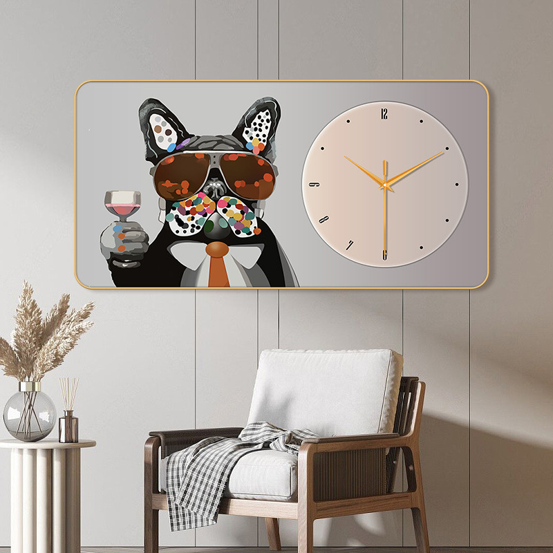 Đồng hồ tranh tráng gương gấu Bearbick Kaws treo tường trang trí đã có máy cơ kim trôi không gây tiếng ồn tặng kèm pin