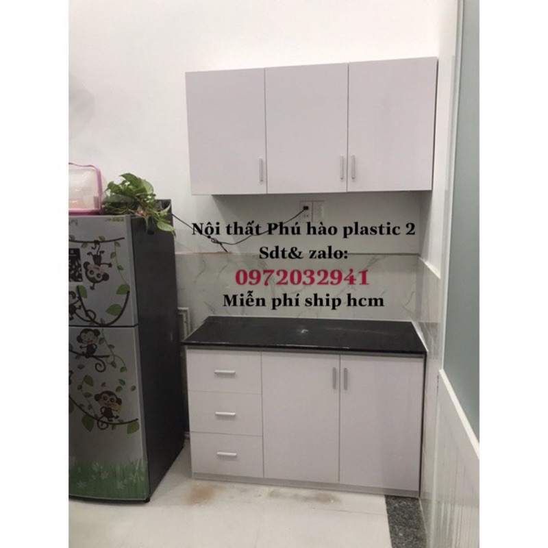 Tủ bếp trên dưới nhỏ gọn cho căn hộ tính theo mét dài