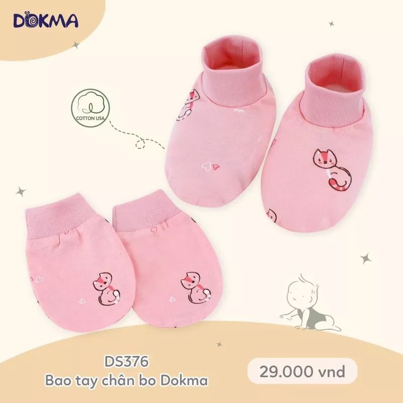 Bao Tay Chân Dokma - Set 2 Đôi Bao Tay Chân Sơ Sinh Chất Cotton Mỹ Mềm Mịn Cho Bé Trai Bé Gái