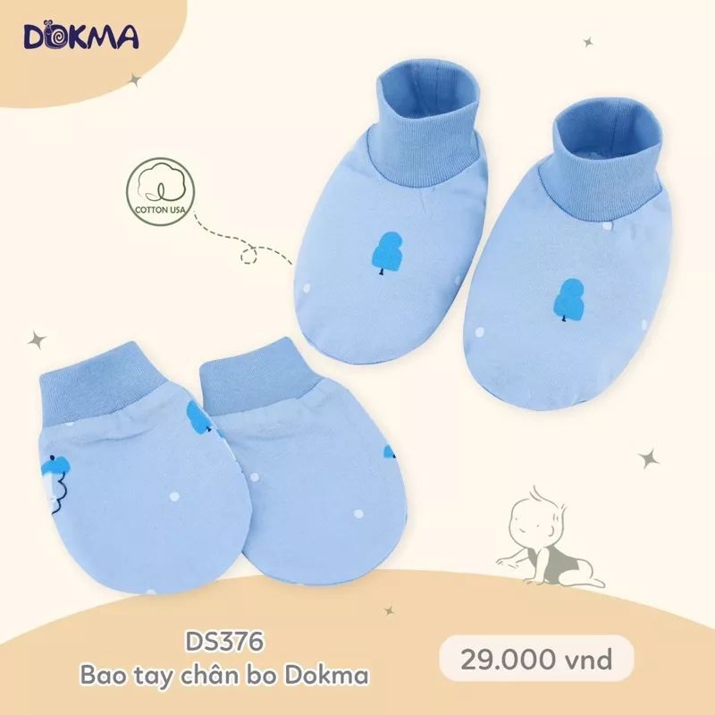 Bao Tay Chân Dokma - Set 2 Đôi Bao Tay Chân Sơ Sinh Chất Cotton Mỹ Mềm Mịn Cho Bé Trai Bé Gái