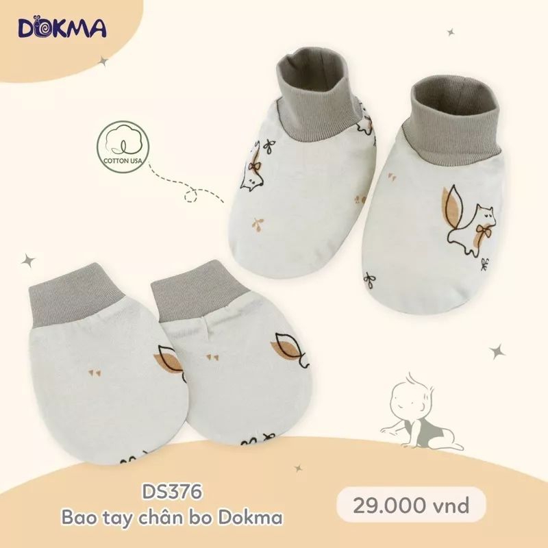 Bao Tay Chân Dokma - Set 2 Đôi Bao Tay Chân Sơ Sinh Chất Cotton Mỹ Mềm Mịn Cho Bé Trai Bé Gái