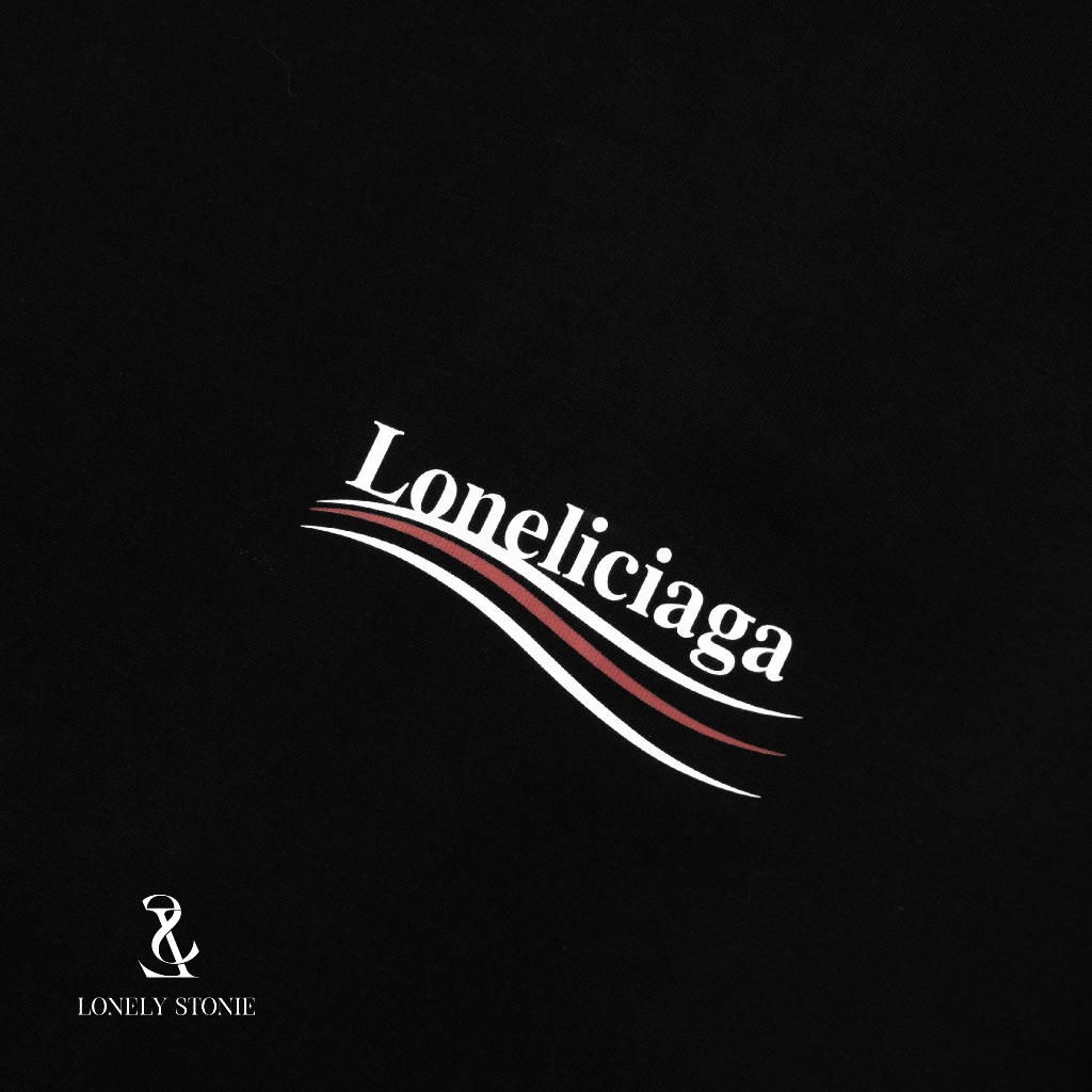 Áo Phông LONELICIAGA Màu ĐEN - Chất Liệu 100% Cotton Form Unisex Dáng Xuông Cho Nam/Nữ