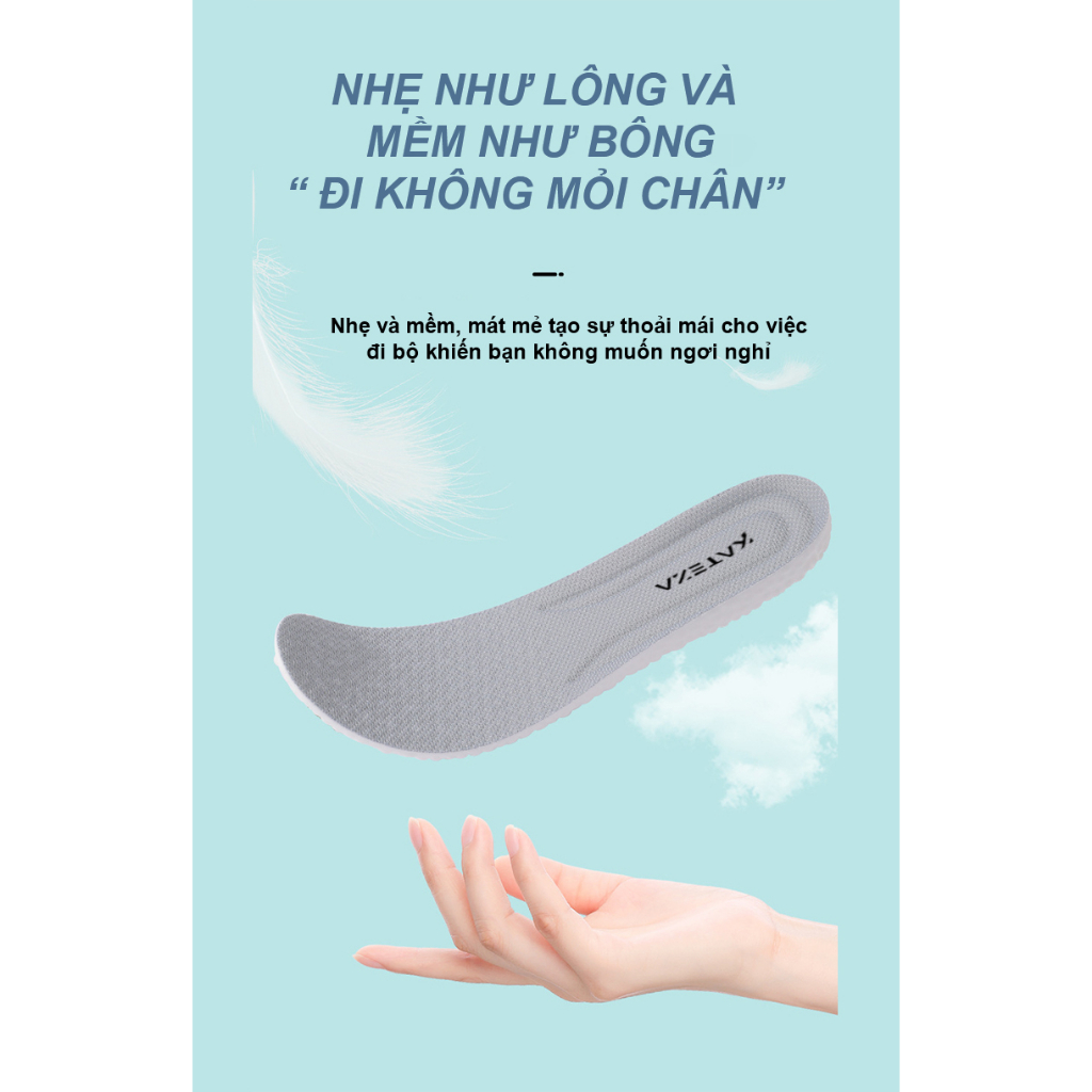 Lót giày thể thao chỉnh hình siêu mềm đàn hồi cao khử mùi thoáng khí hút mồ hôi giảm xóc thiết kế độc quyên KATEZA L02