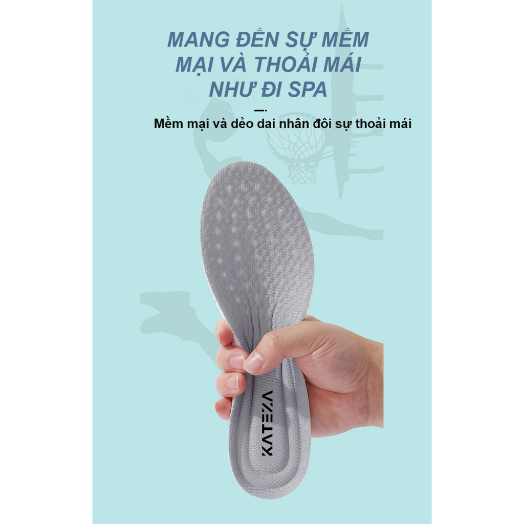 Lót giày thể thao chỉnh hình siêu mềm đàn hồi cao khử mùi thoáng khí hút mồ hôi giảm xóc thiết kế độc quyên KATEZA L02