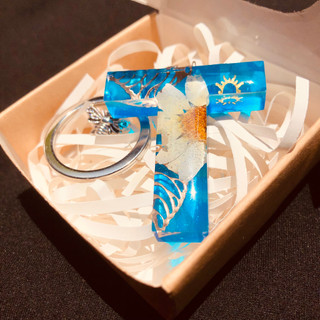 Móc khóa chữ cái theo yêu cầu hoa thật handmade keychain Lilande nghệ thuật epoxy resin