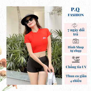 Bộ đồ bơi nữ, Áo bơi lẻ croptop, Quần bơi lẻ short kín đáo
