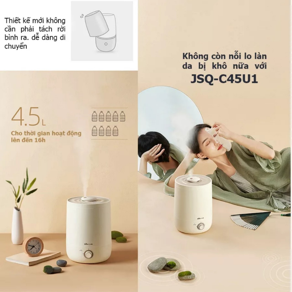 Máy phun sương Bear tạo ẩm máy khuếch tán tinh dầu 4.5L phun liên tục 8-12 tiếng