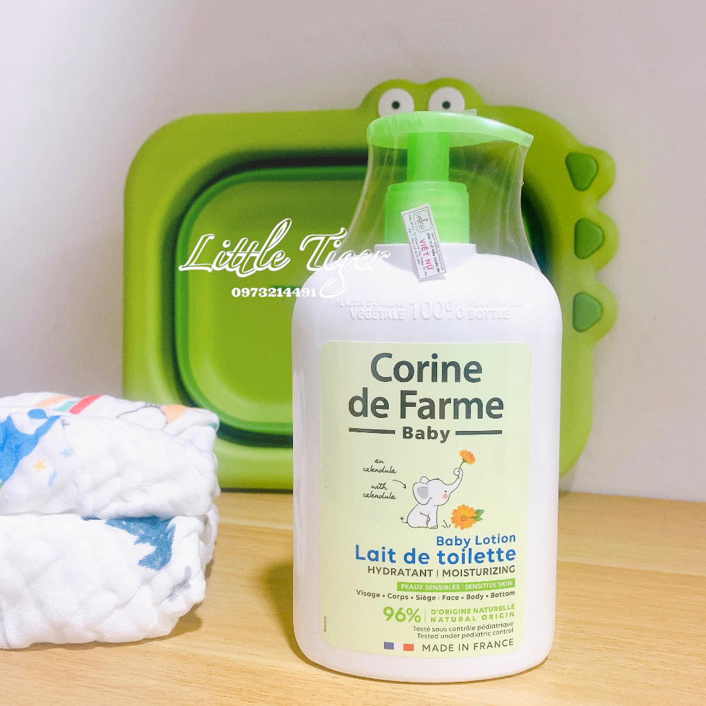 Kem thay bỉm chống hăm khử mùi Corine de Farme hữu cơ cho bé- Baby lotion làm sạch da toàn thân cho bé Little Tiger