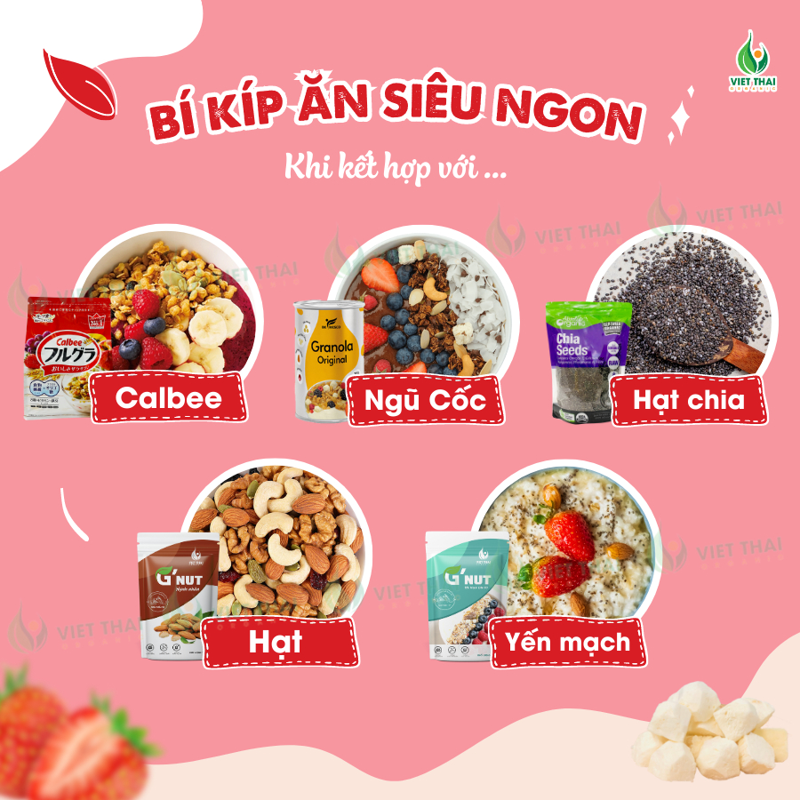 [MỚI] Sữa Chua Sấy Thăng Hoa Dùng Ăn Kèm Với Ngũ Cốc - Giòn, Chua Chua, Ngọt (Việt Thái Organic)