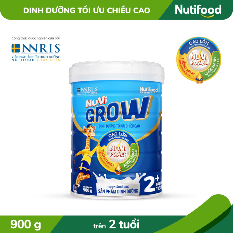 Sữa Nutifood Nuvi Grow 2+ phát triển chiều cao loại 900gam