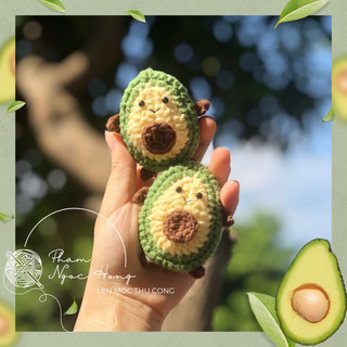 Móc khoá bơ, bơ len, len móc thủ công