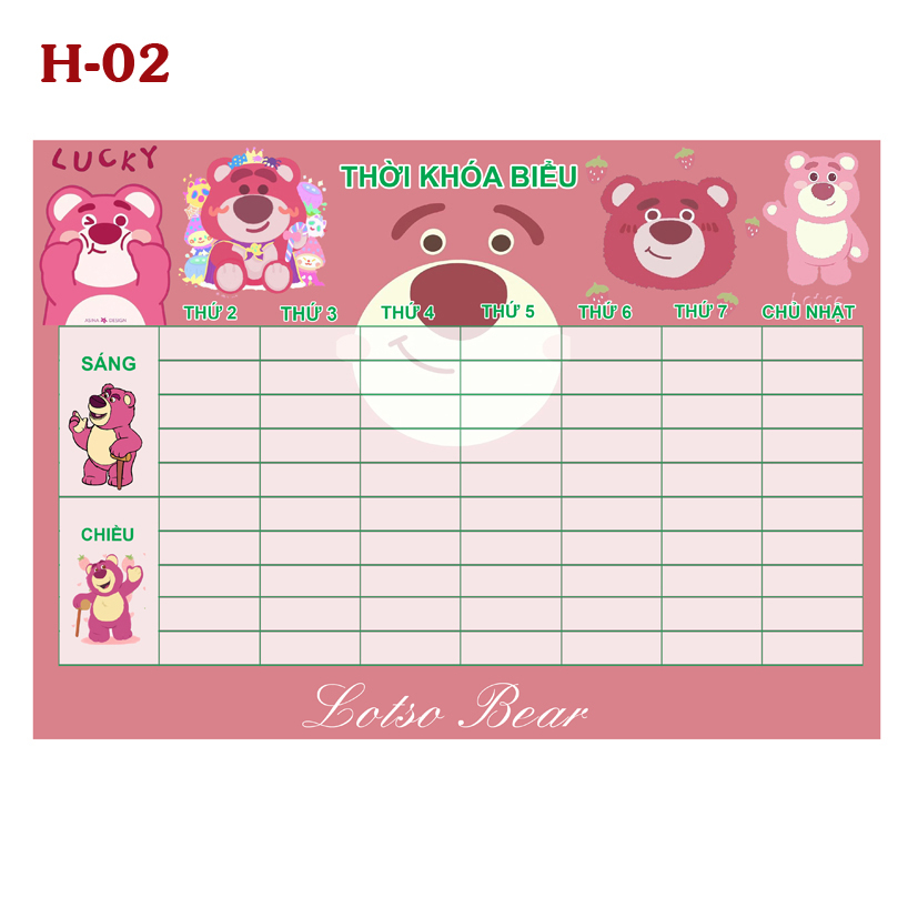 Thời Khóa Biểu Lotso Bear-Gấu Dâu- Gấu Lotso- Lotso Bear