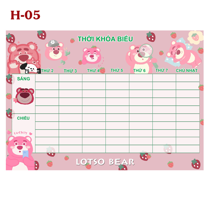 Thời Khóa Biểu Lotso Bear-Gấu Dâu- Gấu Lotso- Lotso Bear