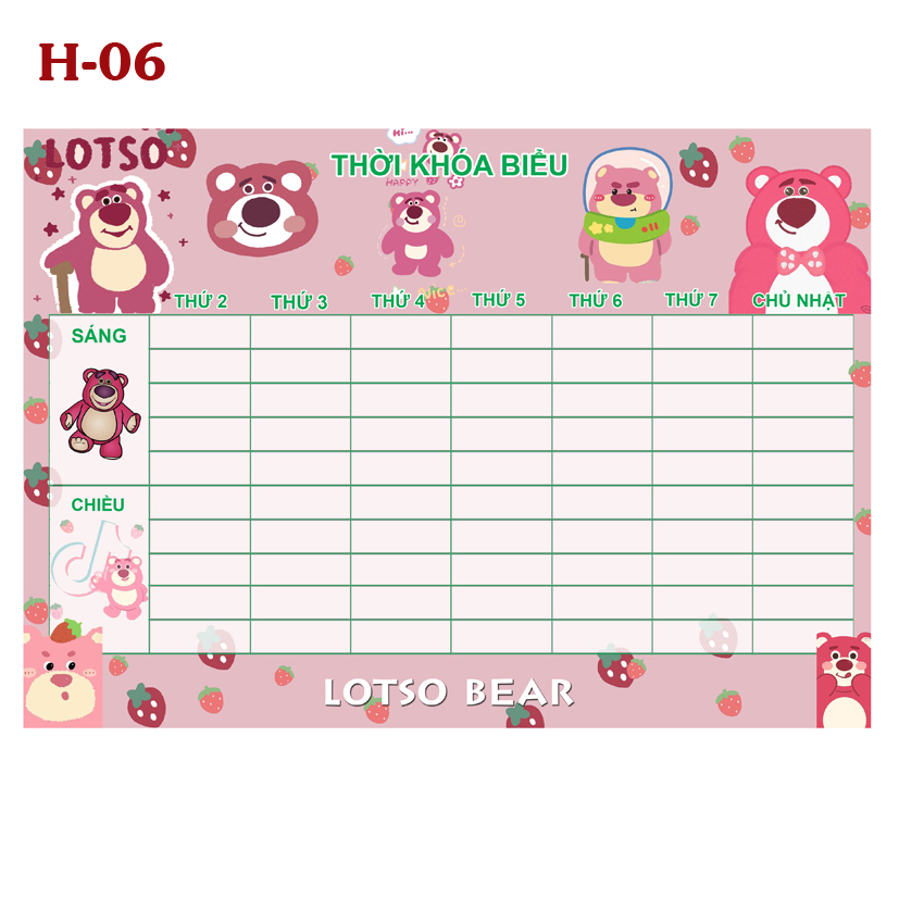 Thời Khóa Biểu Lotso Bear-Gấu Dâu- Gấu Lotso- Lotso Bear