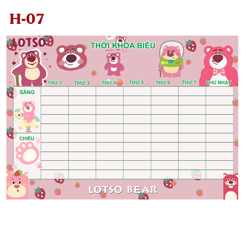 Thời Khóa Biểu Lotso Bear-Gấu Dâu- Gấu Lotso- Lotso Bear