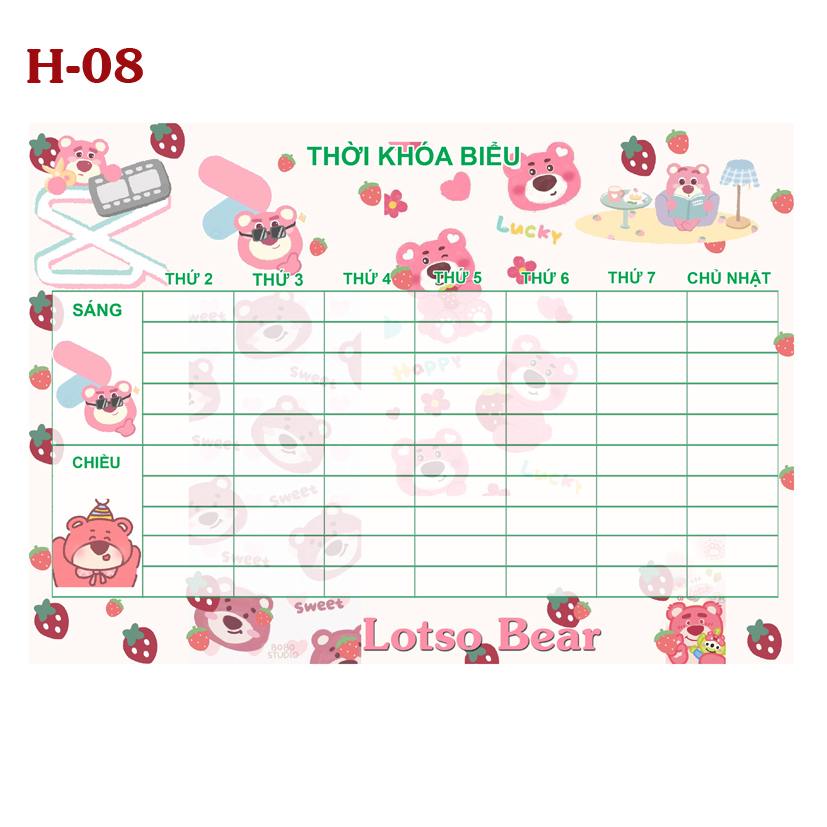 Thời Khóa Biểu Lotso Bear-Gấu Dâu- Gấu Lotso- Lotso Bear