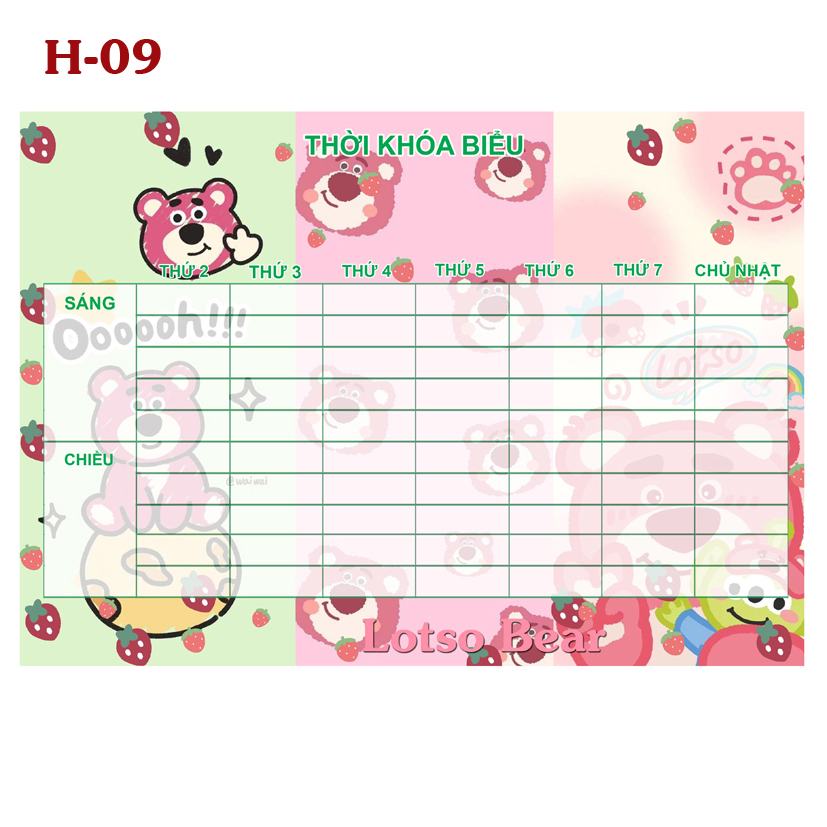 Thời Khóa Biểu Lotso Bear-Gấu Dâu- Gấu Lotso- Lotso Bear