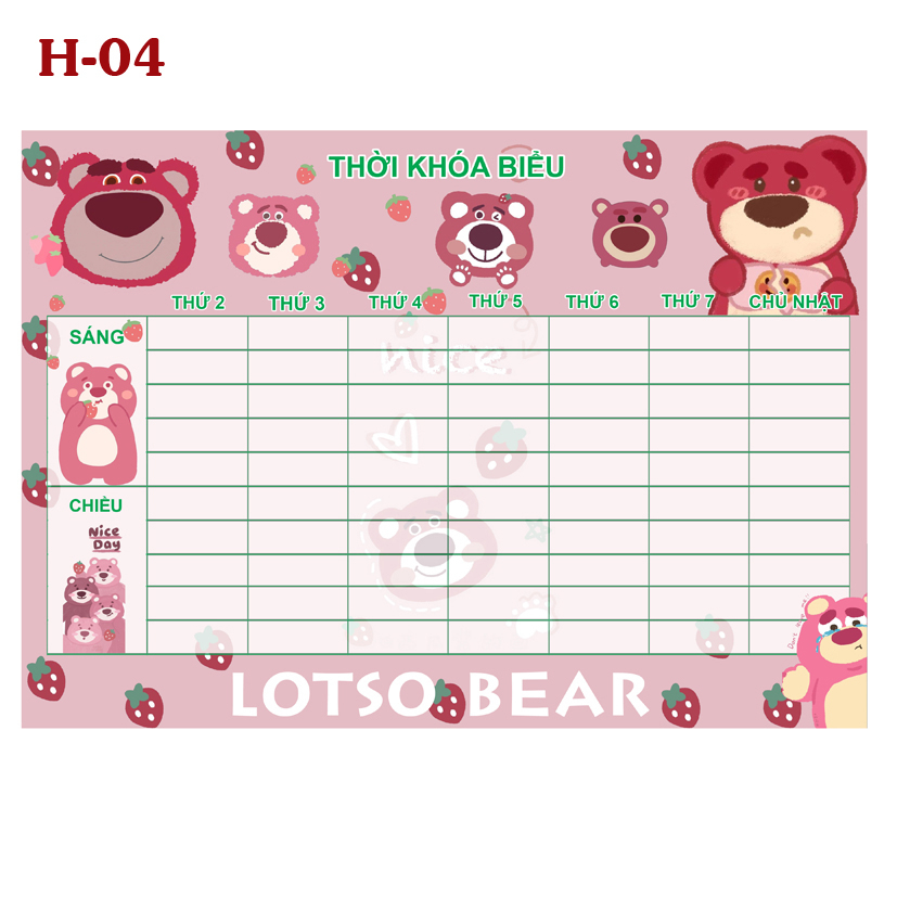 Thời Khóa Biểu Lotso Bear-Gấu Dâu- Gấu Lotso- Lotso Bear