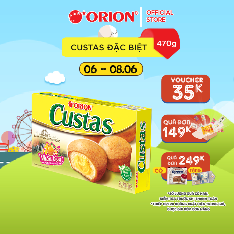 Hộp 20 gói bánh Orion Custas 470g