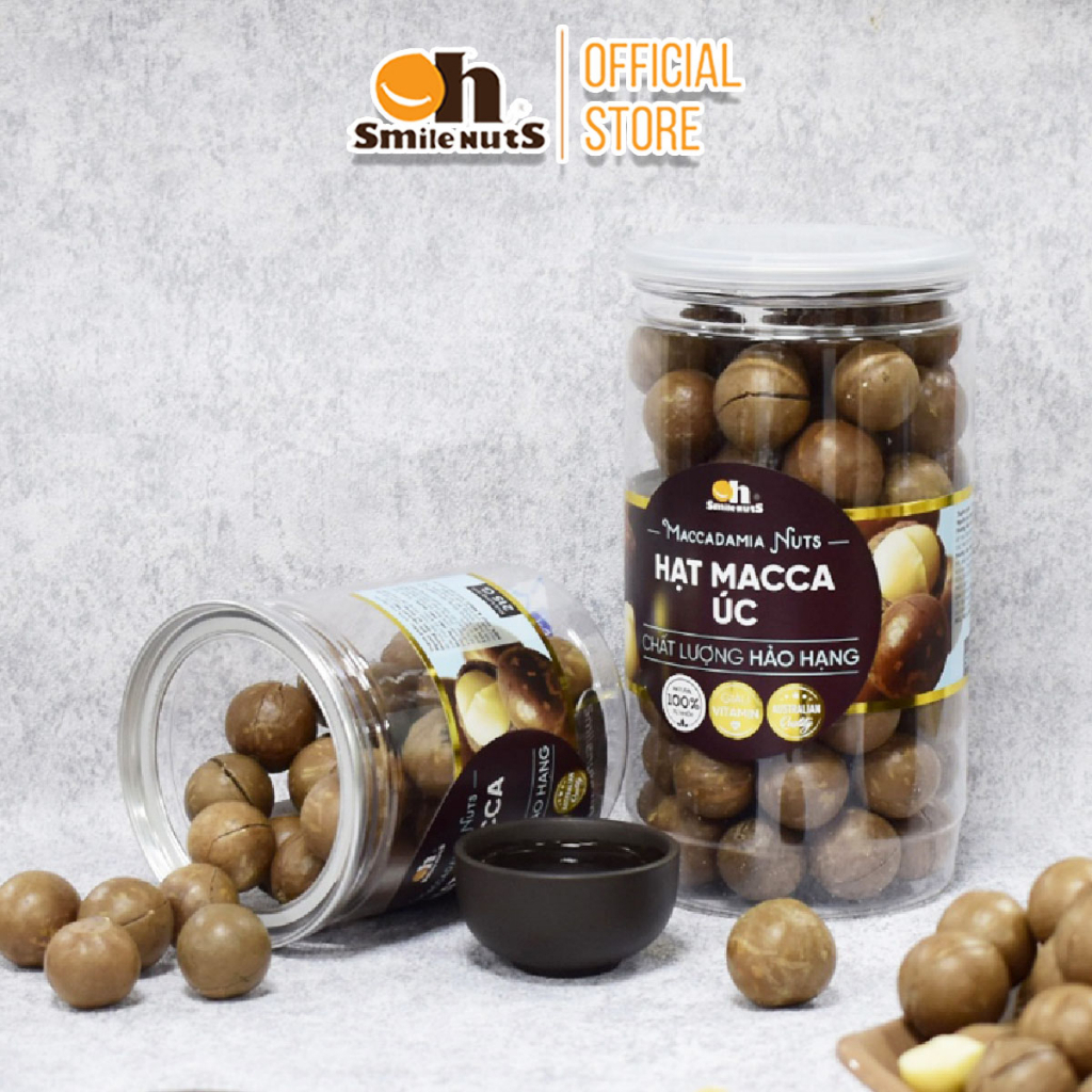 Hạt Macca Úc nứt vỏ tự nhiên Smile Nuts - Túi 500g tặng kèm đồ tách vỏ
