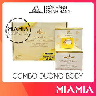 Combo dưỡng da đông anh kem body collagen x3 + tắm trắng luxury + kích trắng collagen x3