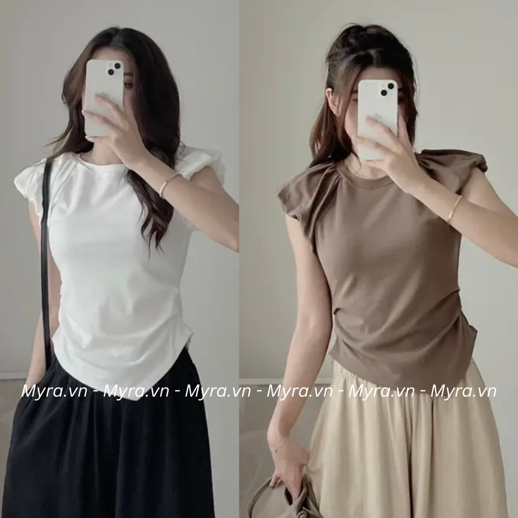 Áo thun tay bồng nhún eo chất zip mát lạnh 187