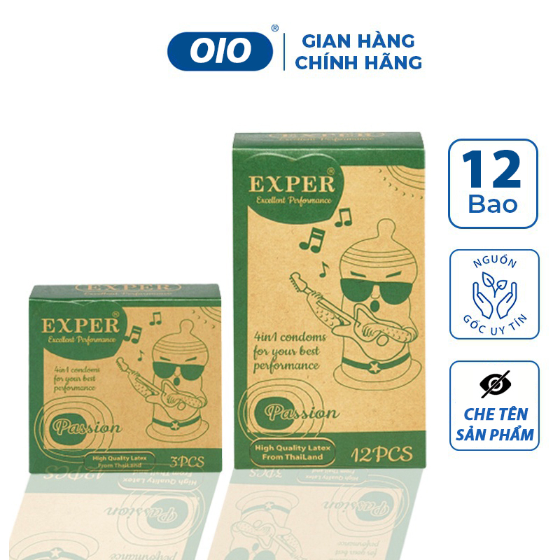 Bao cao su 49mm Exper Passion 4in1 size nhỏ siêu mỏng chống xuất tinh sớm kéo dài thời gian quan hệ