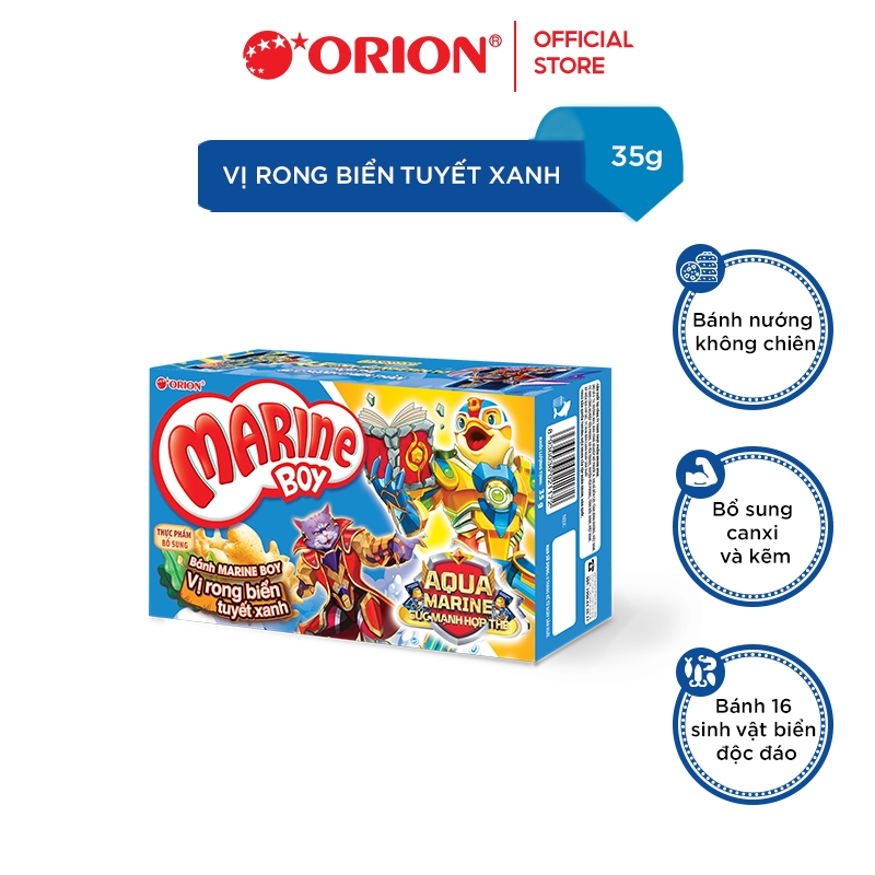 Bánh Cá Marine Boy Orion vị Rong Biển Tuyết Xanh 35g/hộp