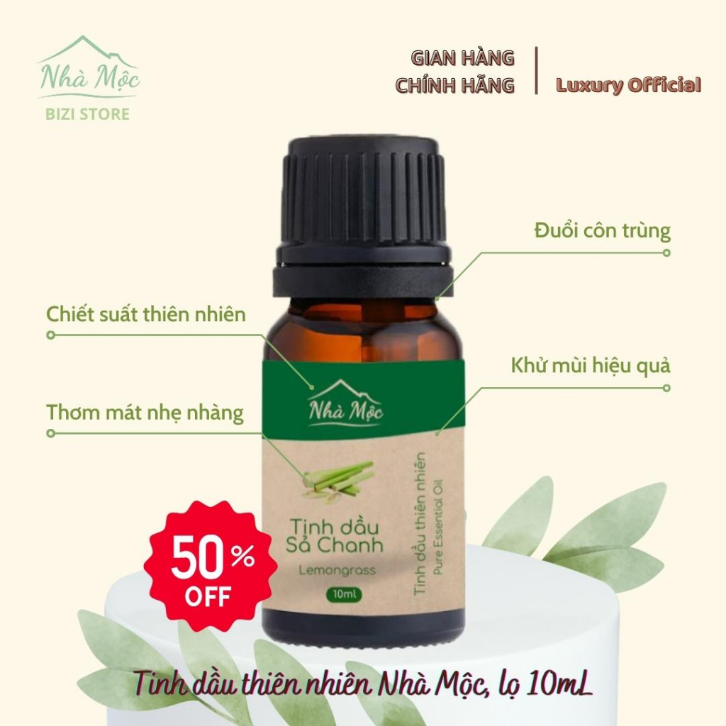 Tinh Dầu Máy Xông Nhà Mộc, Chai 10mL, Chiết Suất Từ Thiên Nhiên, Có Kiểm Nghiệm Quatest 3, Khử Mùi, Thơm Phòng Hiệu Quả