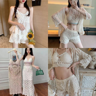 Tổng Hợp Set Bikini Các Mẫu Đi Biển Đồ Bơi Nữ Freesize Họa Tiết Thổ Cẩm Len Móc Đan Lưới Ren Bra Đính Hạt Mùa Hè 2023