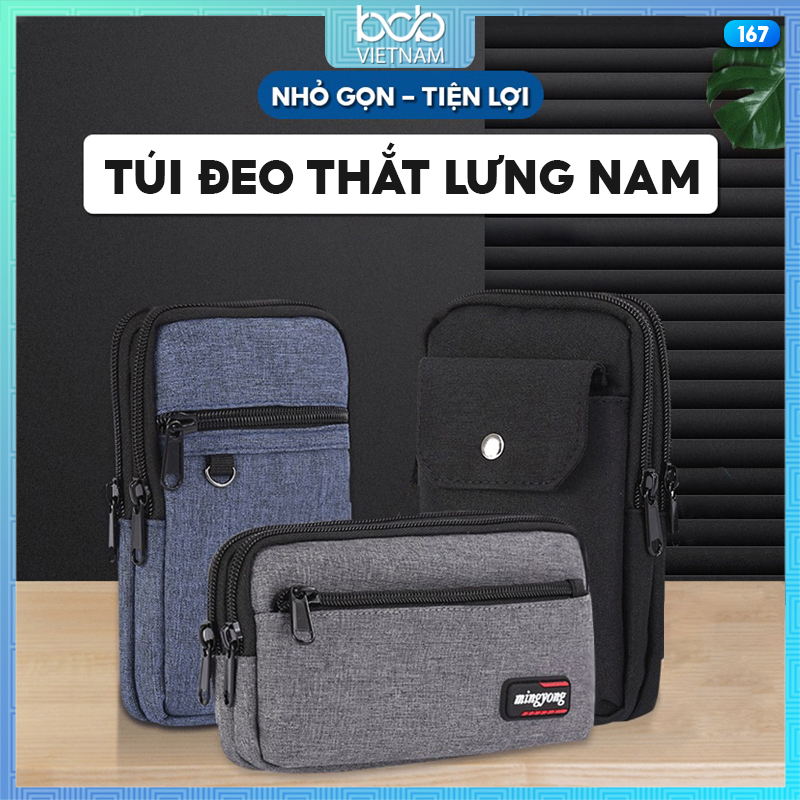 Túi Đeo Thắt Lưng Đựng Điện Thoại Nam Nữ Vải Canvas Nhiều Màu Phong Cách Đơn Giản 167