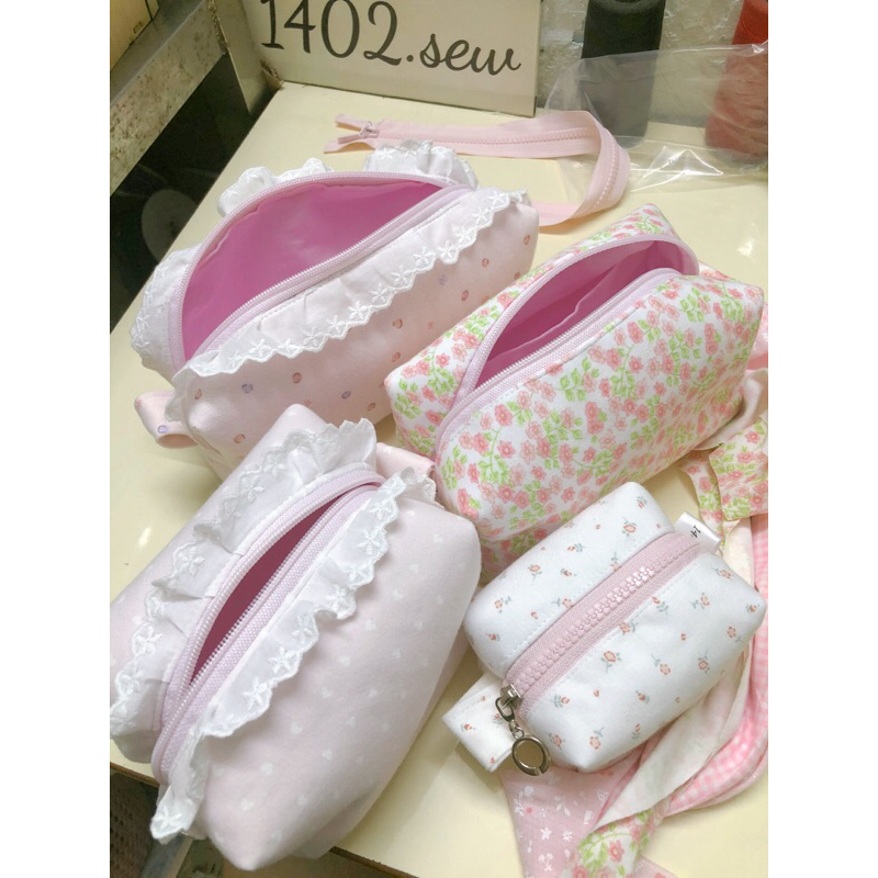 TÚI POUCH ĐỰNG ĐỒ TRANG ĐIỂM ĐỒ CÁ NHÂN POUCH MAKEUP LACE - MADE BY 1402.Sew 🌸🌸