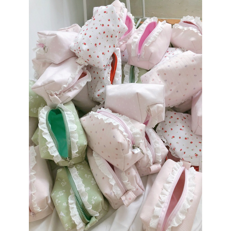 TÚI POUCH ĐỰNG ĐỒ TRANG ĐIỂM ĐỒ CÁ NHÂN POUCH MAKEUP LACE - MADE BY 1402.Sew 🌸🌸