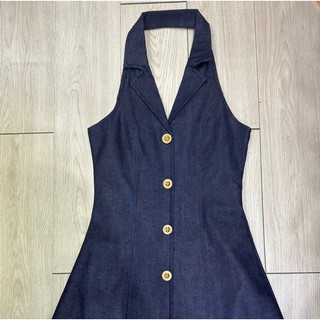đầm denim cổ vest