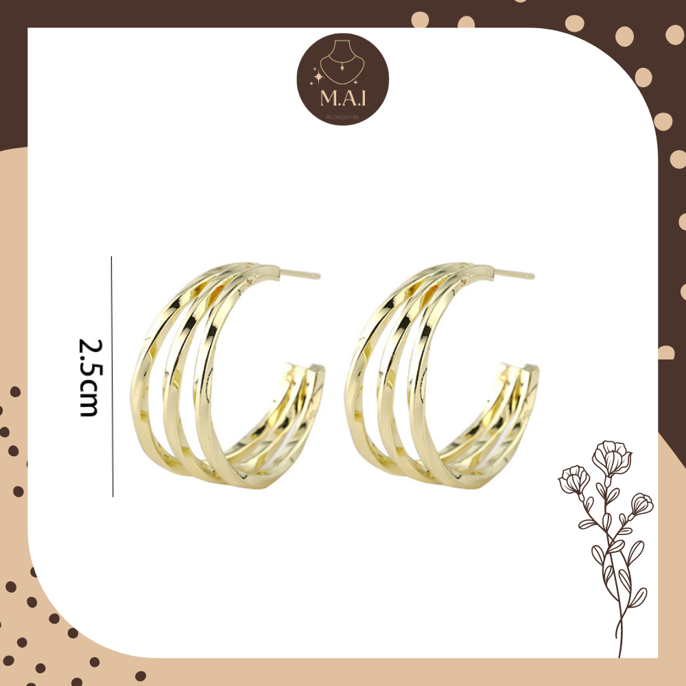 Bông tai nữ hình chữ C Khuyên tai thiết kế theo phong cách thanh lịch kiểu Pháp cổ điển M.A.I Accessories