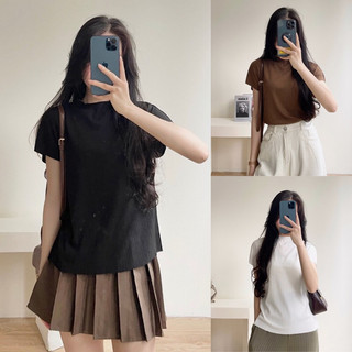 Áo tay dơi cổ 2 phân chất cotton tăm sóng đẹp có giãn 4c sẵn 4 màu xinh dễ phối đồ