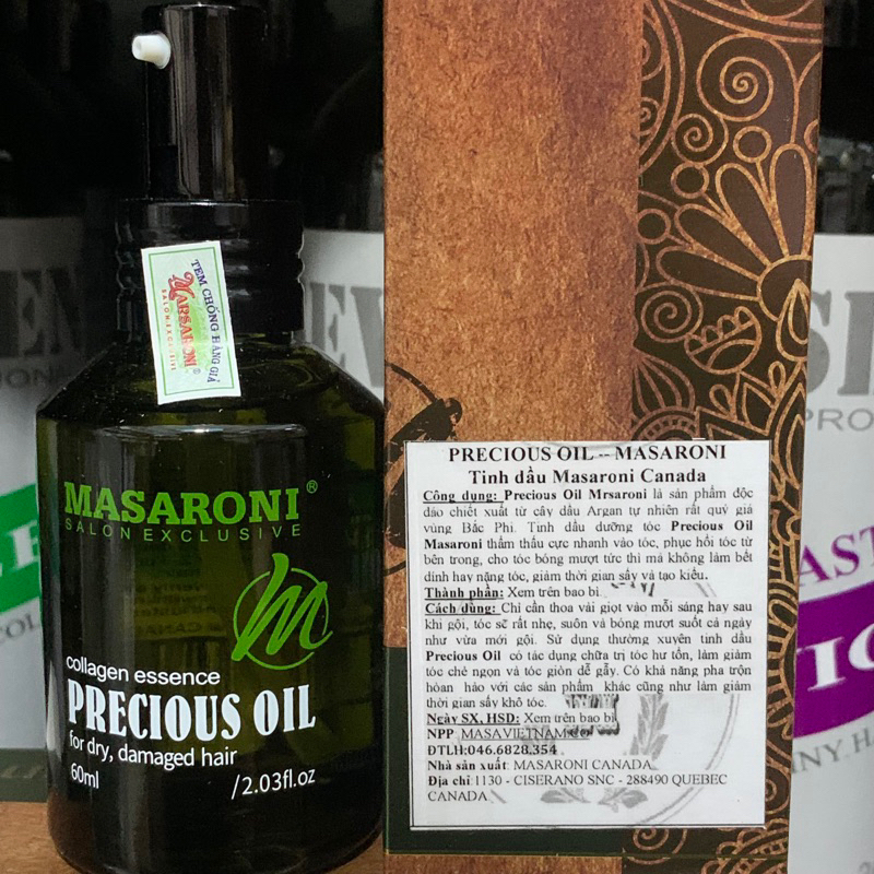 Tinh dầu Argan dưỡng tóc Masaroni Collagen Essence Precious Oil 60ml