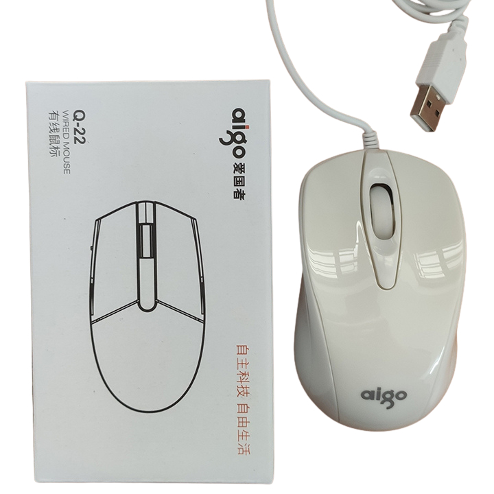 Chuột quang Máy tính Có Dây AIGO Q22, chất lượng, bền đẹp (Màu Trắng)
