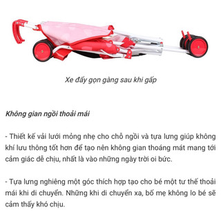 THANH LÝ XE ĐẨY DU LỊCH KINLEE SIÊU NHẸ MÀU ĐỎ