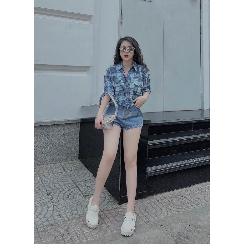 Sét Bộ Áo Sơ Mi Kẻ Tua Rua Kèm Quần Short Jeans Sét Bộ Đi Chơi Dễ Thương Bigsize Quỳnh Anh Từ 50 kg Đến 100kg M/L/XL/XXL