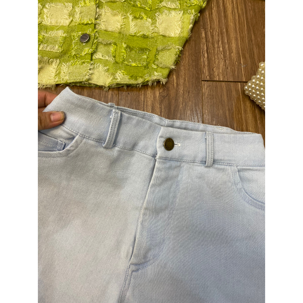 Sét Bộ Áo Sơ Mi Kẻ Tua Rua Kèm Quần Short Jeans Sét Bộ Đi Chơi Dễ Thương Bigsize Quỳnh Anh Từ 50 kg Đến 100kg M/L/XL/XXL
