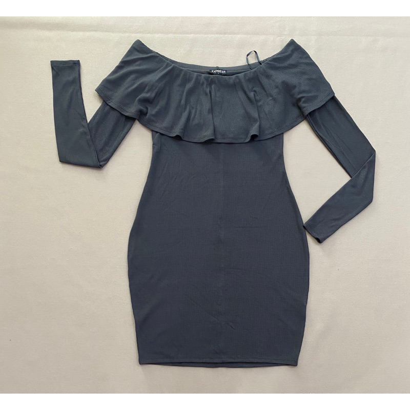 Đầm thun gân ôm body bẹt vai - Thanh lý vnxk